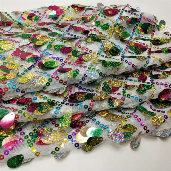 Colorful rain drop sequin fabric - Image 3