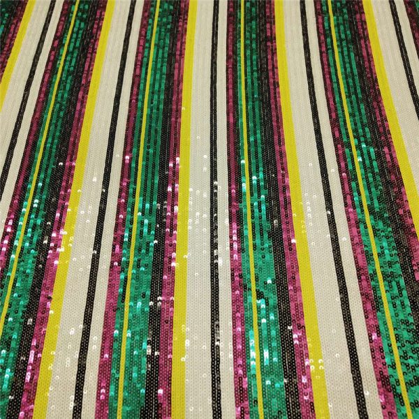 Red and white striped sequin fabric