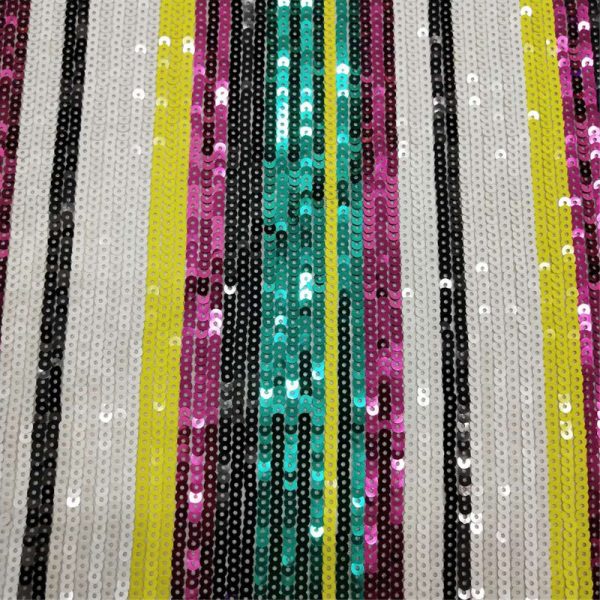 Red and white striped sequin fabric - Image 2