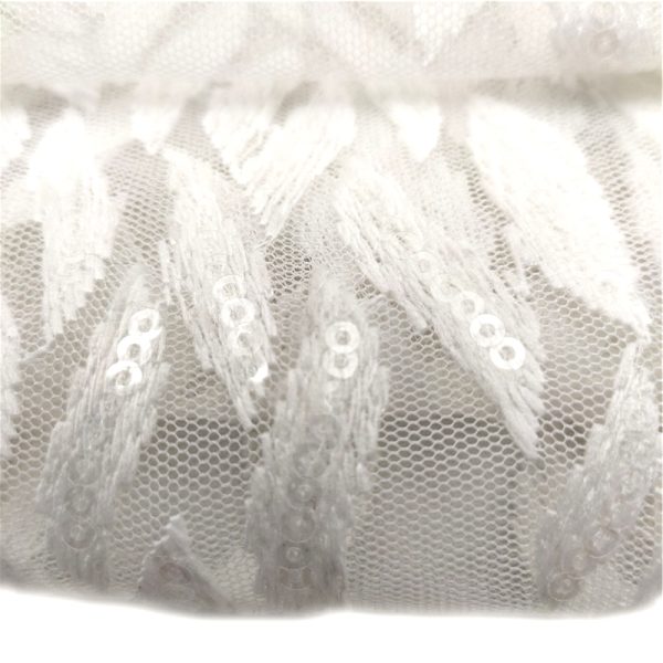 Sequin white mesh fabric voile fabric - Image 4