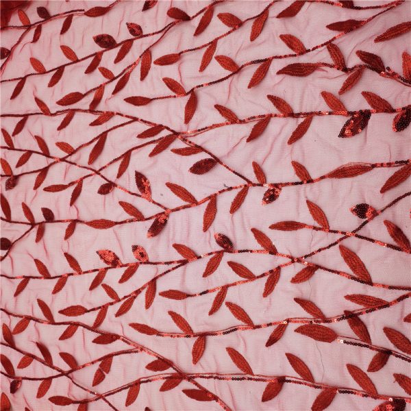 red sequin mesh fabric sheer