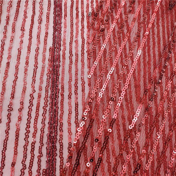 red sequin fabric sheer