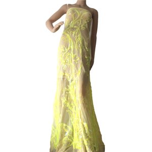 yellow sequin lace fabric