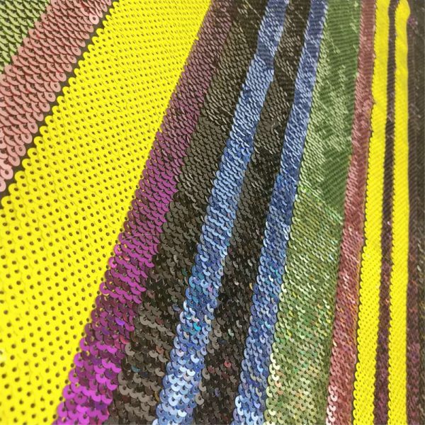 5mm rainbow color stripe sequin fabric - Image 2