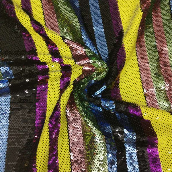 5mm rainbow color stripe sequin fabric - Image 3