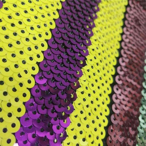 5mm rainbow color stripe sequin fabric - Image 4