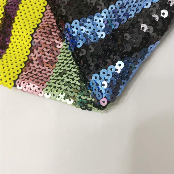 5mm rainbow color stripe sequin fabric - Image 6