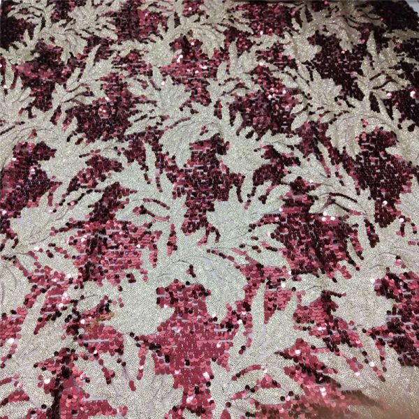 7mm sequins red and white red sequin lace fabric for dress - Image 7