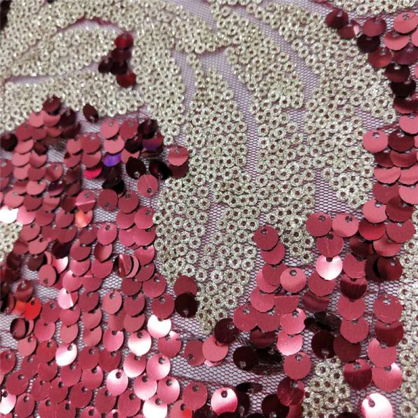 7mm sequins red and white red sequin lace fabric for dress - Image 6