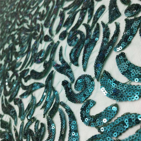 Teal 2 way stretch sequin fabric - Image 4