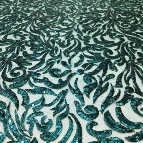 Teal 2 way stretch sequin fabric - Image 5