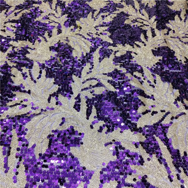 purple sequin lace fabric