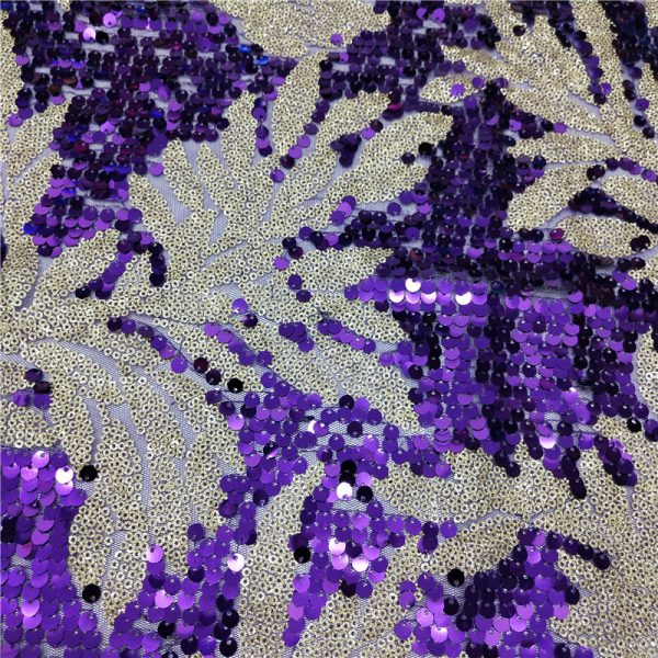 purple sequin lace fabric