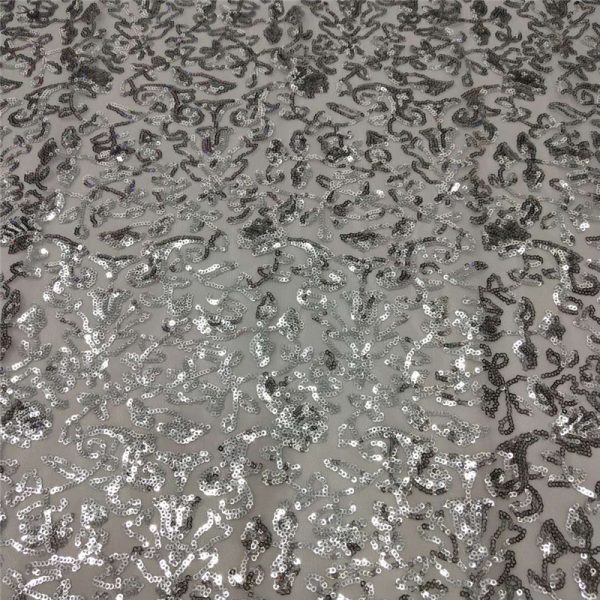 China 3mm silver sequin mesh fabric silver sequin fabric by the yard silver sequin material - Image 4