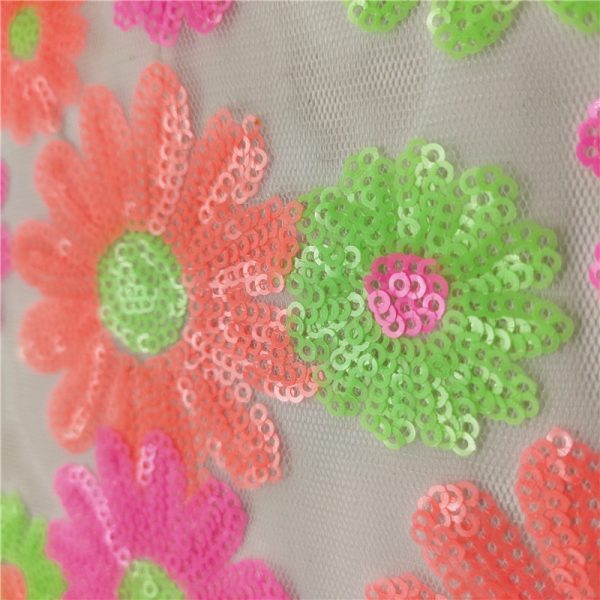 3mm sequin flower fabric sequin silk fabric - Image 4