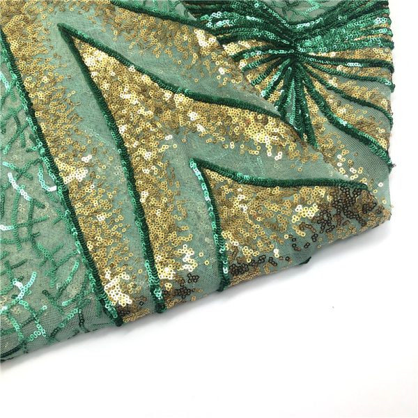 3mm patterned sage green non stretch sequin fabric - Image 5