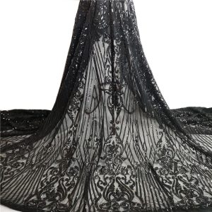 black lace sequin fabric