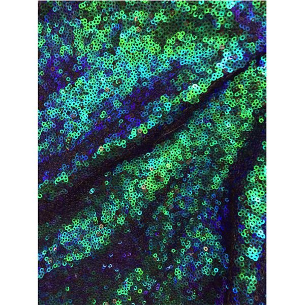 3mm green iridescent blue green sequin fabric for sale - Image 5