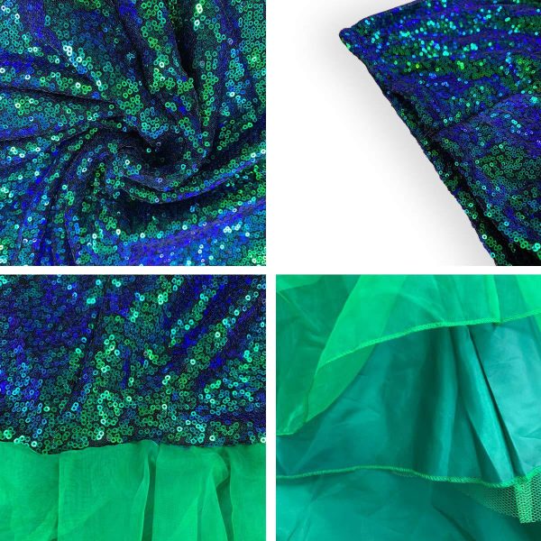 3mm green iridescent blue green sequin fabric for sale - Image 4