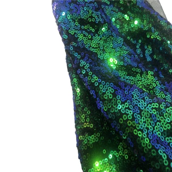 3mm green iridescent blue green sequin fabric for sale - Image 3