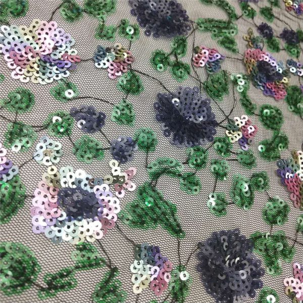 Customizable 3mm sequin embroidered fabric flower sequin fabric - Image 5