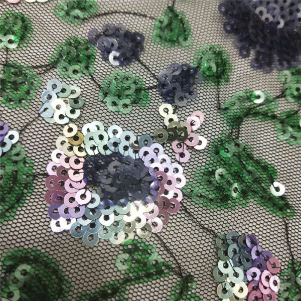 Customizable 3mm sequin embroidered fabric flower sequin fabric - Image 4