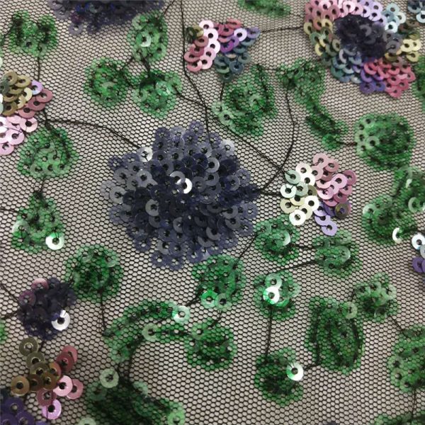 Customizable 3mm sequin embroidered fabric flower sequin fabric - Image 3