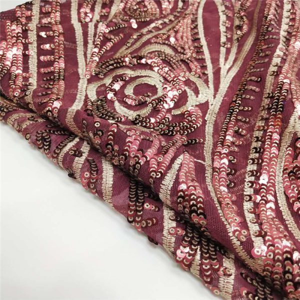 burgundy sequin stretch fabric