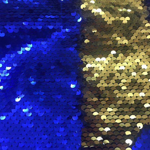 blue gold sequin fabric