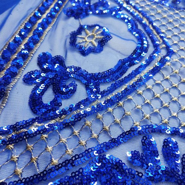 Buy 3mm blue sequin mesh fabric blue stretch sequin fabric - Image 4