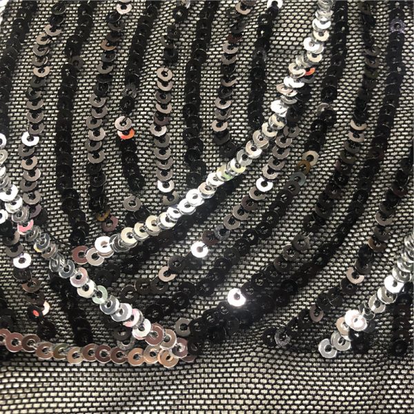 Wholesale 3mm black sequin lace fabric with sequins - Image 5