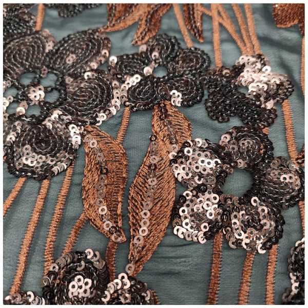 brown sequin lace fabric