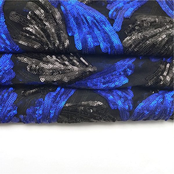 3mm black and blue sequins fabric feather sequin fabric for apparel - Image 5