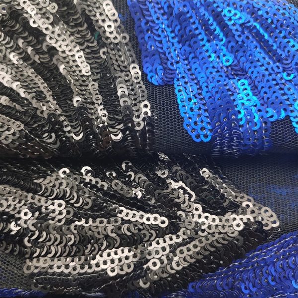 3mm black and blue sequins fabric feather sequin fabric for apparel - Image 4