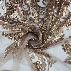 gold lace fabric with sequins