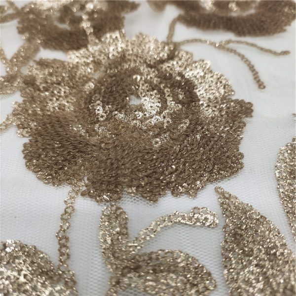 Wholesale 3mm gold sequin sheer fabric gold mesh fabric sequins - Image 3